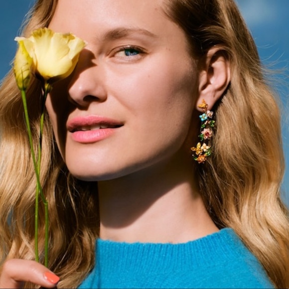 Kate Spade new bloom statement floral flower linear earrings - Picture 4 of 8